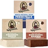 Dr. Squatch Natural Men&rsquo;s Bar Soap, Body Soap Bar (5oz, 3-Pack) | Cleansing Cold Process Soap with Natural Oils, Gifts for Men (Birchwood Breeze, Fresh Falls &amp; Wood Barrel Bourbon)