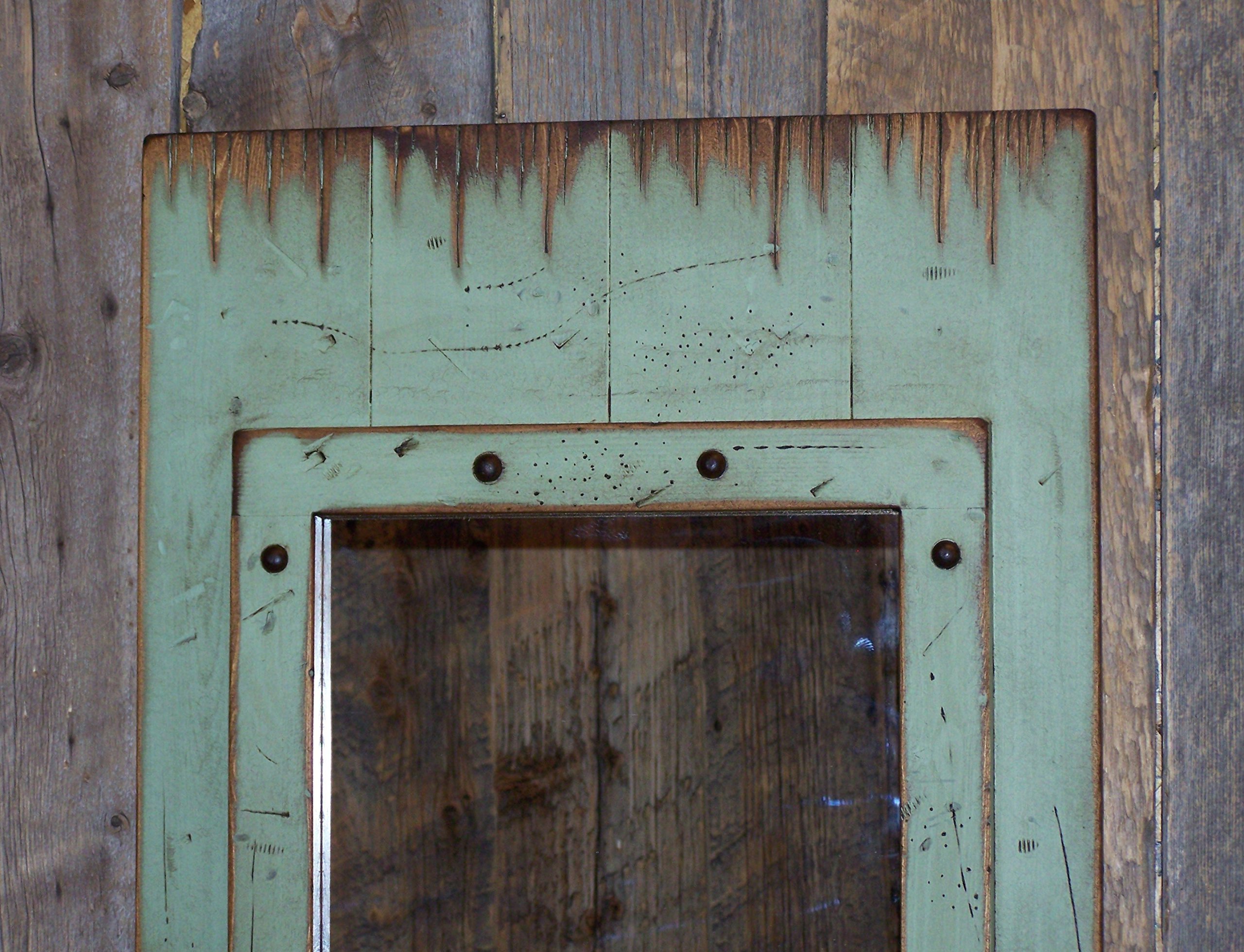 Rustic Light Green Rectangle Western FullLength Barn Wood