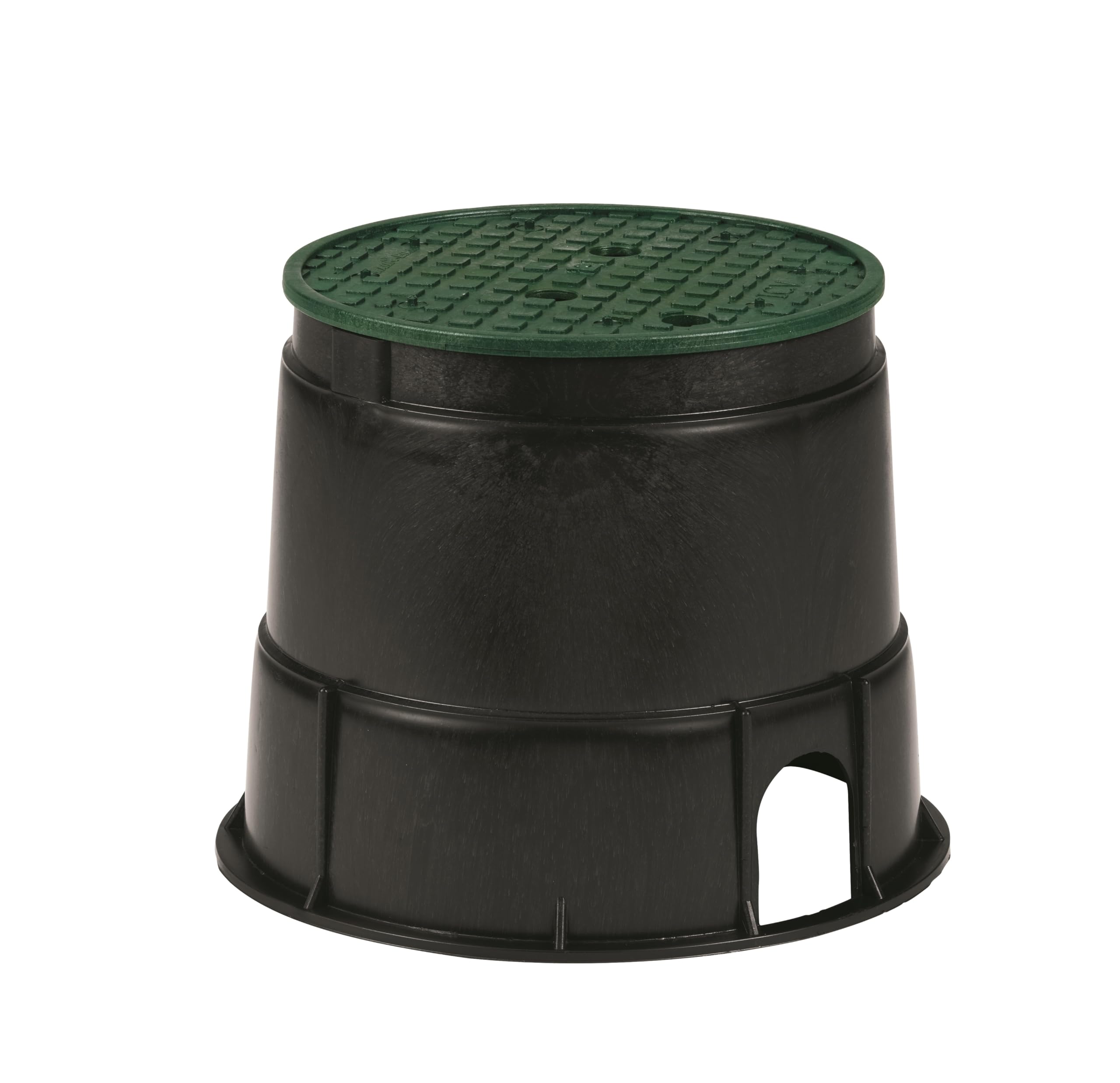 Photo 1 of Rain Bird CPVB10RND Professional Series 10" Round Sprinkler Valve Box, Black with Green Lid, 10.5" High