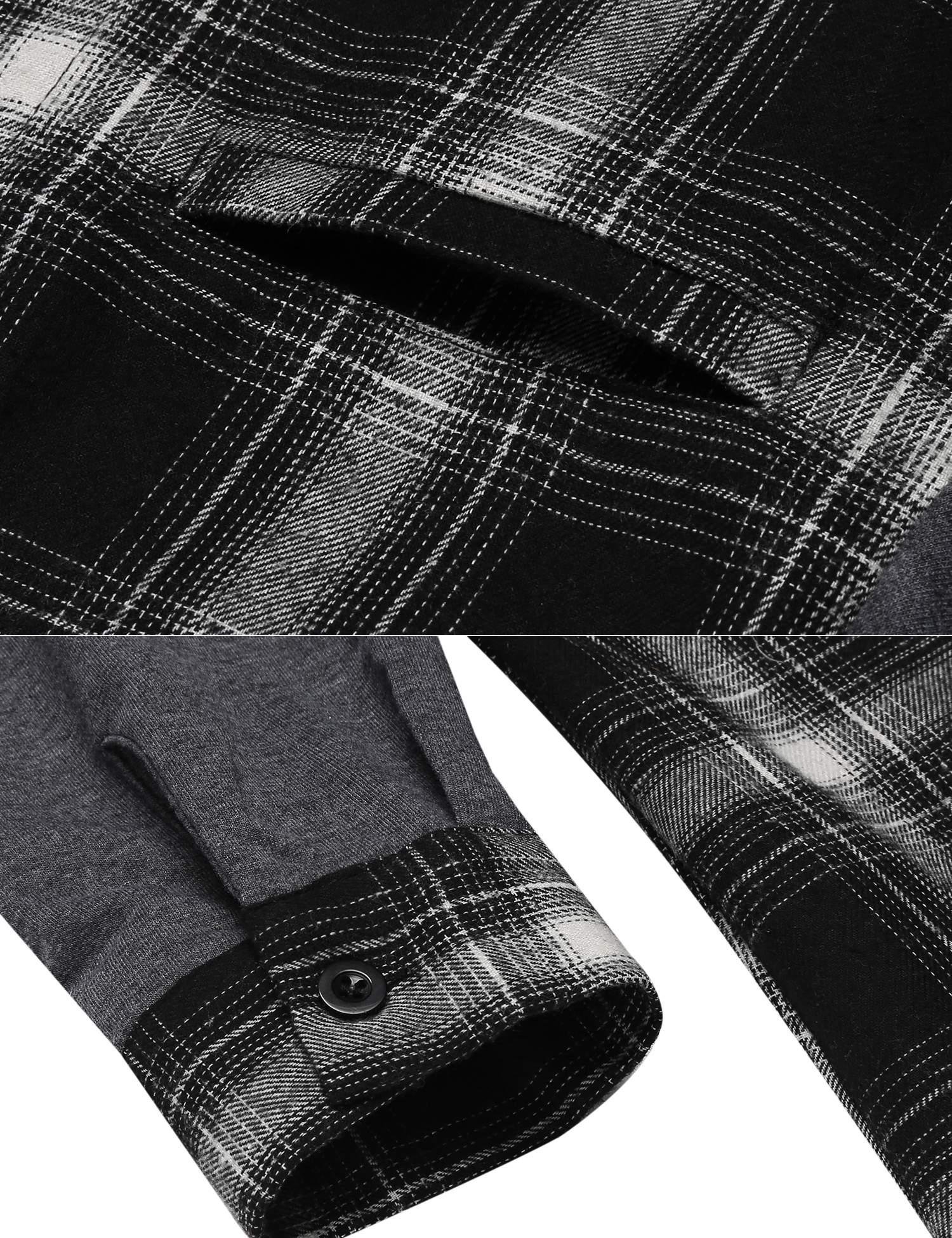 Billti Womens Casual Long Sleeve Plaid Button Hooded Shirt