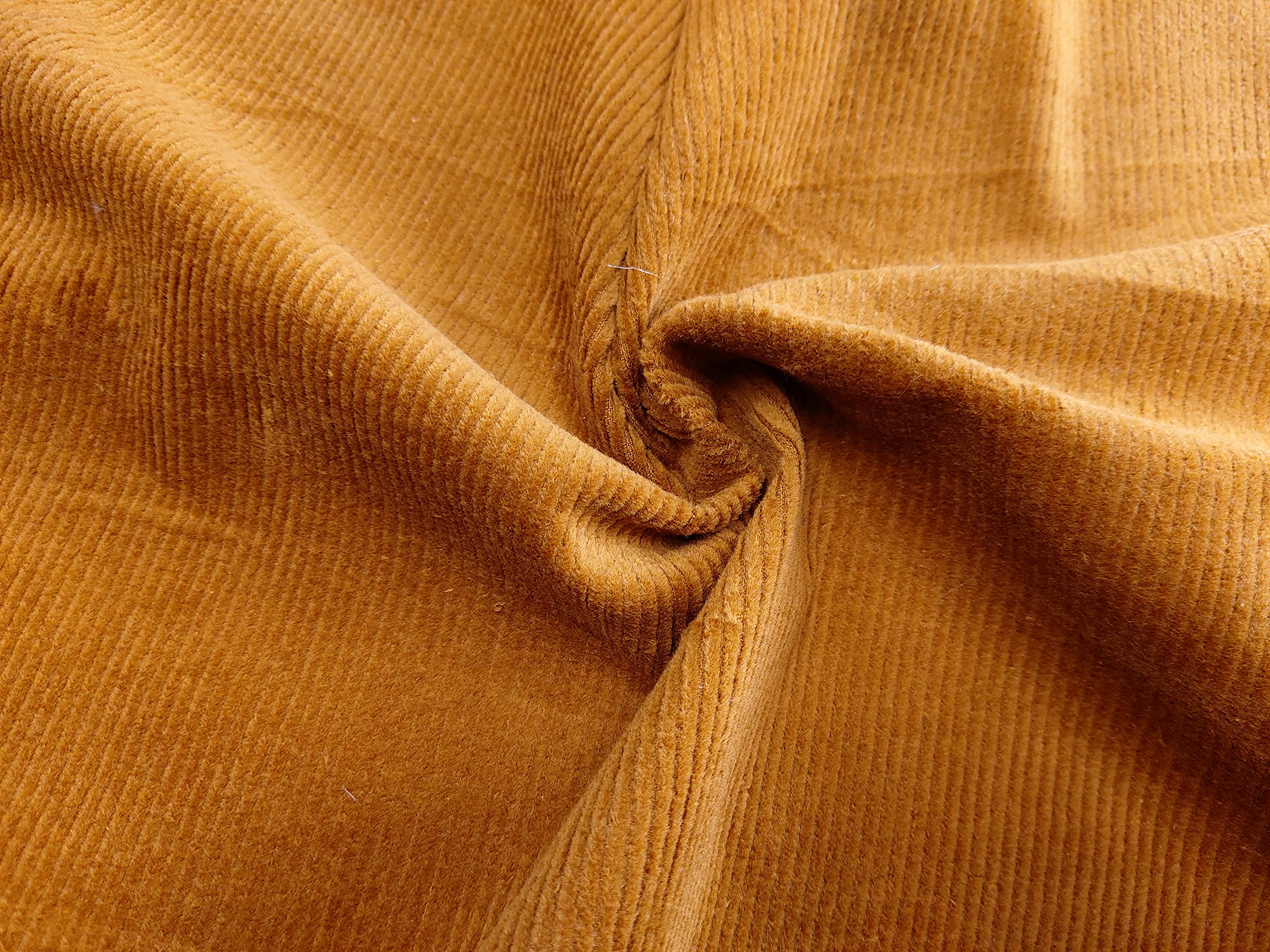 Washed Corduroy 8 Wale Stretch Cotton Fabric Material Gold, 1Mtr 140cmx100cm — image 1
