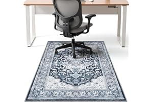 UFEEKARE Office Chair Mat for Hardwood Tile Floor, 36"x48"Anti-Slip Under Desk Carpet Protector for Rolling Computer Chair Mat, Machine Washable Office Area Carpet (Chenille,Blue)