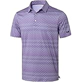Obla Mens Golf Polo Shirts Short Sleeve Dry Fit Performance Moisture Wicking Casual Print Collared Golf Shirts for Men