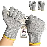 Schwer 2 Pairs High Level ANSI A7 Cut Resistant Gloves, Food Grade Cutting Gloves for Chef, Mandoline Glove for Kitchen Meat Cutting, Wood Caving, Ambidextrous, Breathable & Cool, PR1508, L