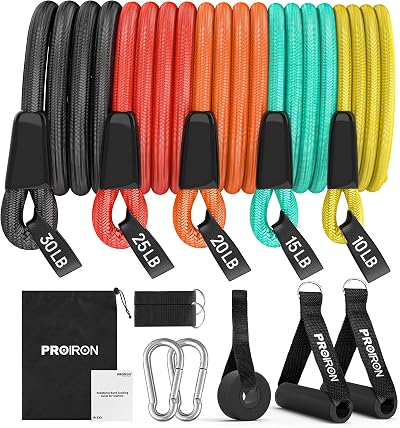 PROIRON Anti-Break Resistance Bands Set 5 Tubes 2 Handles Door Anchor