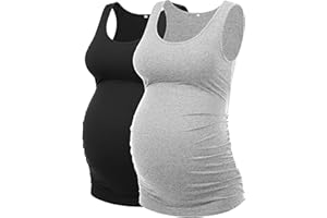 Peauty "Long Enough to Cover Hip Maternity Side Ruch Tank Tops/Basic Maternity Tops for Summer Casual Wear (S-3XL)