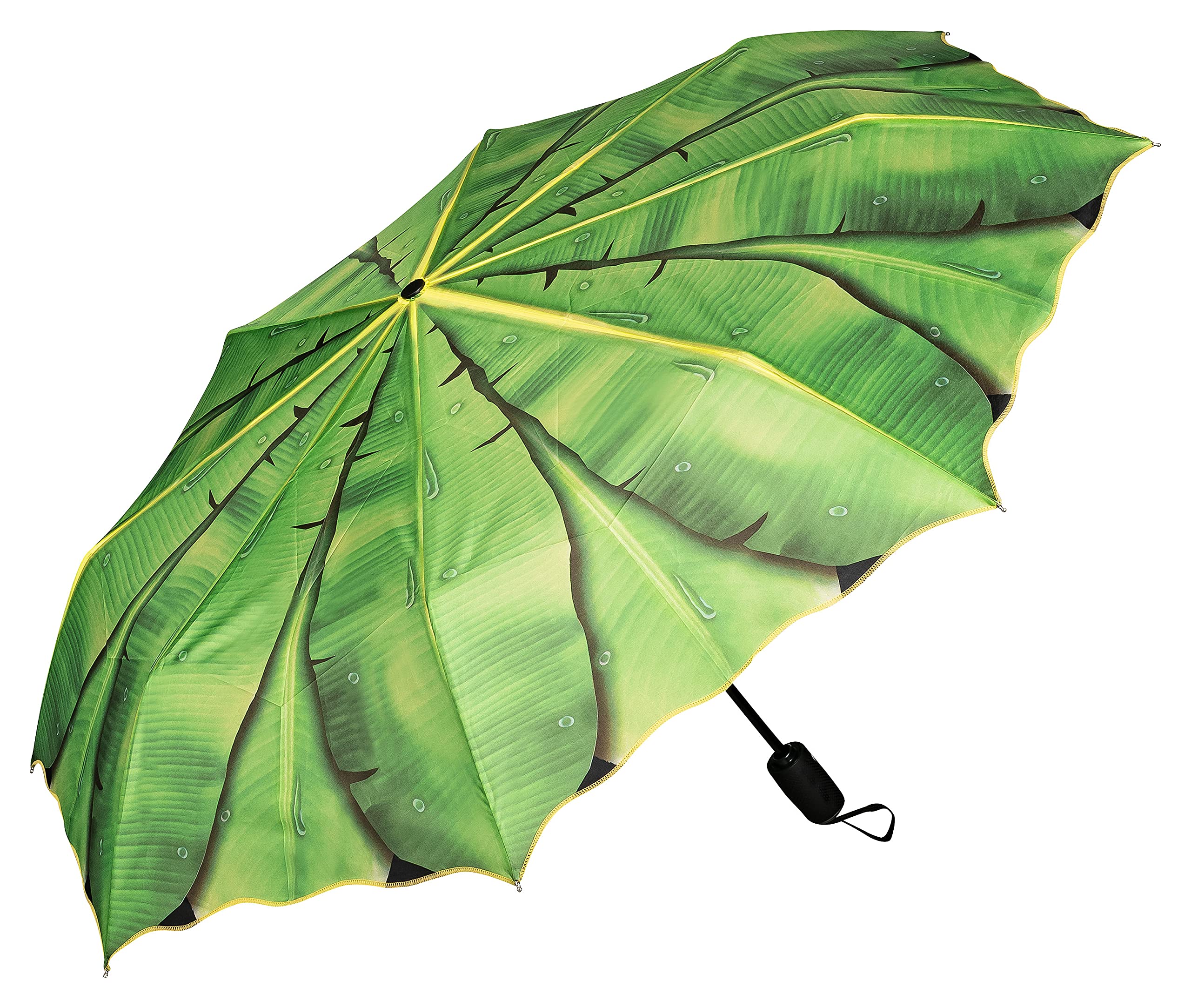 VON LILIENFELD® Folding Pocket Umbrella Automatic Lightweight auto Open Men Women Banana Leaves