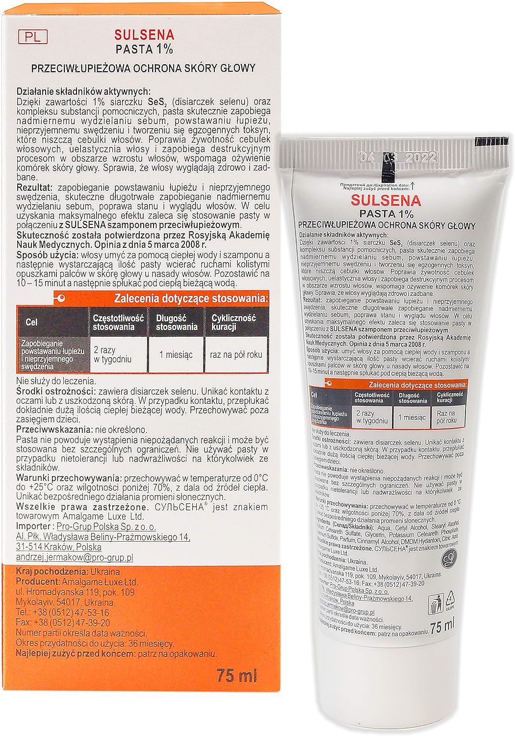 Sulsena Sulsena – Anti-Dandruff Pasta 1% Medical Women’s and Men’s Active ...