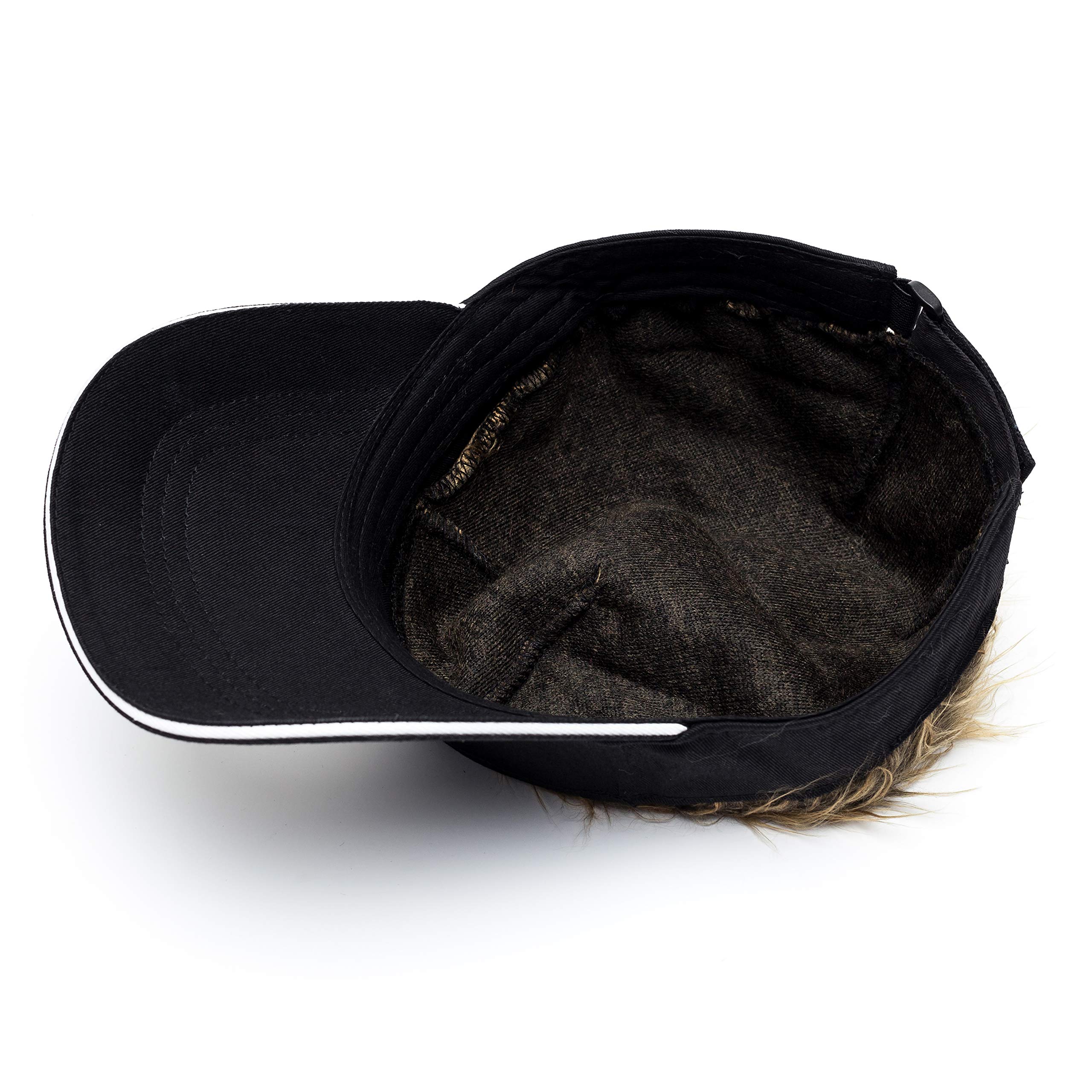 Men\'s Novelty Flair Spiked Hair Visor Sun Funny Golf Cap Fake Wig Peaked Adjustable Baseball Hat Black Brown