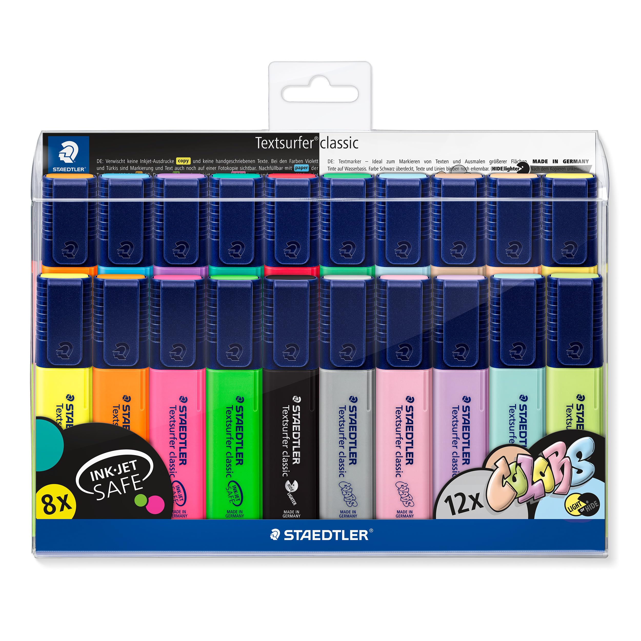 STAEDTLER 364 WP20 Textsurfer Classic Highlighter - Assorted Neon and Pastel Colours (Pack of All 20 Colours)