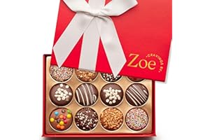 CRAVINGS BY ZOE Chocolate Covered Cookies Gift Basket | 12 Piece | Kosher Milk & Dark Belgian Chocolate Gourmet Food Gift Box | Birthday, Easter, Mothers Day, Thank You, Candy Gifting Men Women Her