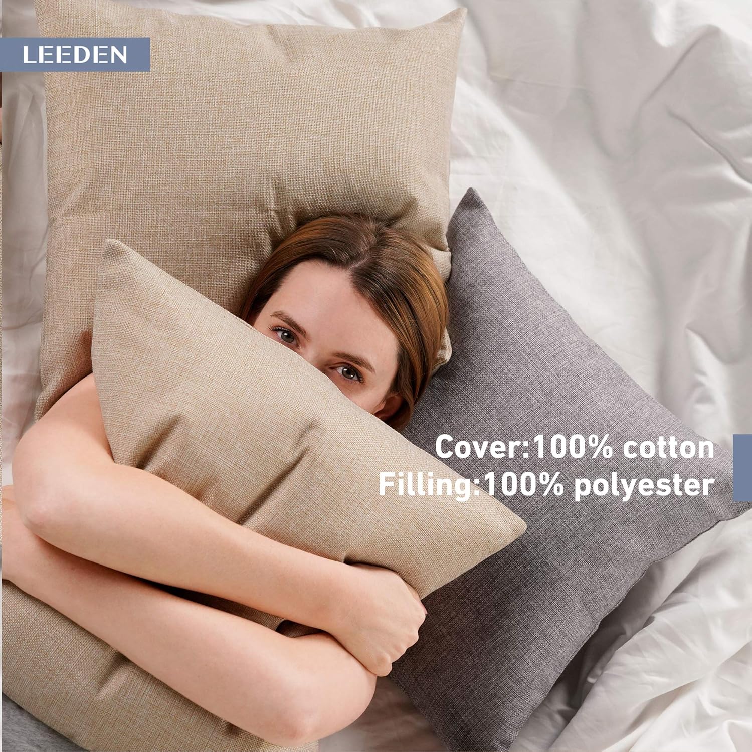 Leeden 20 x 20 Pillow Inserts (Set of 2) - Throw Pillow Inserts with 100% Cotton Cover - 18 Inch Square Interior Sofa Pillow Inserts - Decorative Pillow Insert Pair - White Couch Pillow: Home & Kitchen