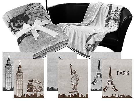 Npluseins Superflausch Kuscheldecke Fur Wohnzimmer Couch Und Reise 984 1269 New York Schwarz Weiss Amazon De Kuche Haushalt