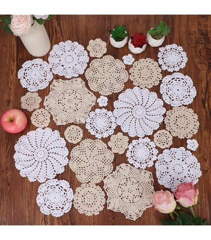 Amazon.com: MINDPLUS Hand Crochet Doilies Cotton Crocheted Lace