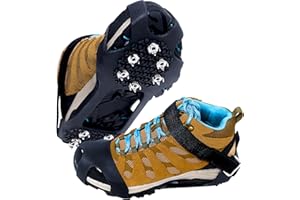 TKHDBF Crampons, Ice Cleats for Shoes and Boots Shoe Spikes for Snow and Ice Non Slip Gripper with Straps for Winter Hiking Ice Fishing