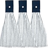 Impresa Cotton Hanging Kitchen Towels - Small, Pack of 3, Navy Blue - Extra Absorbent Kitchen Hand Towels with Hanging Loops - Snap-Button Dish Cloths