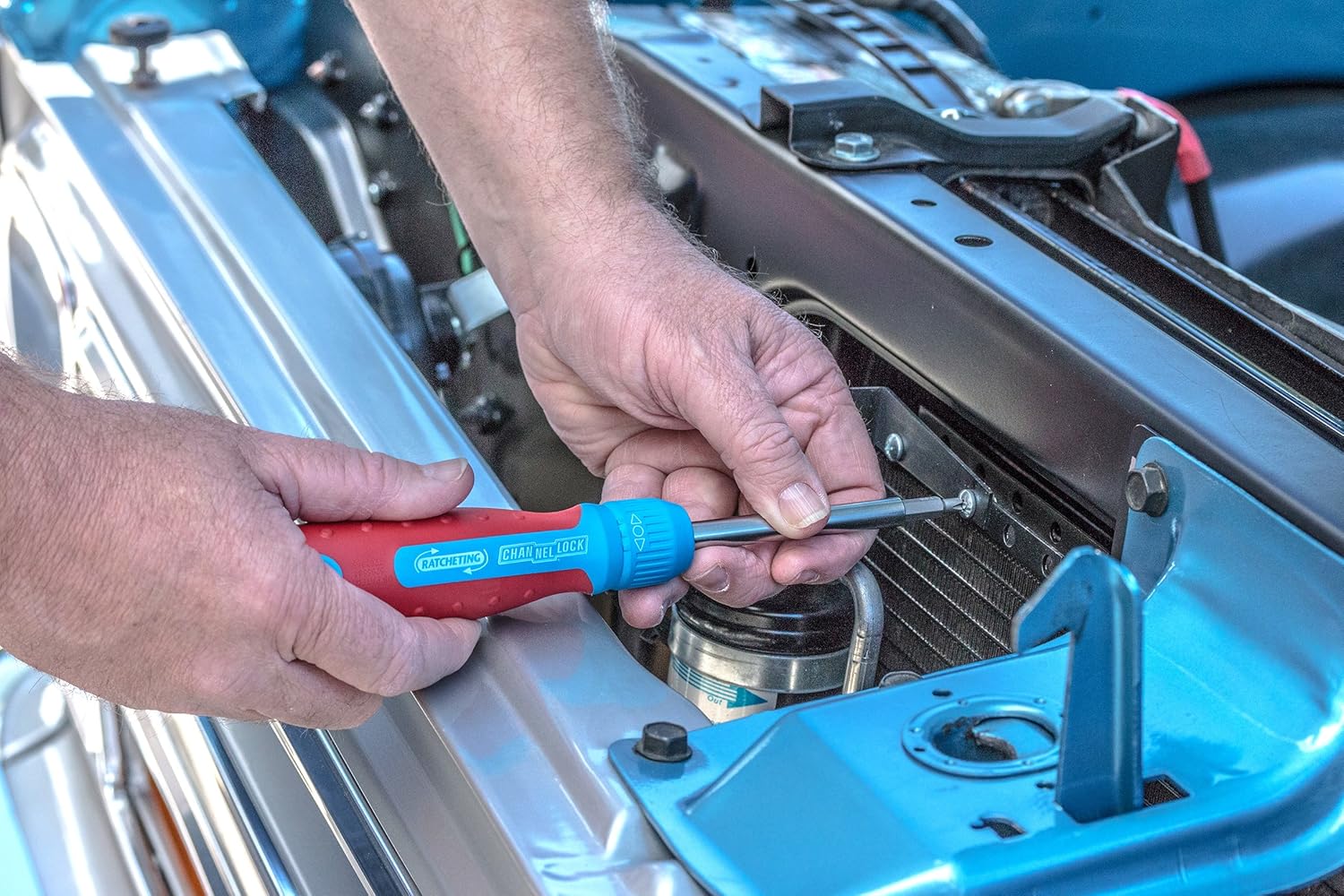 Channellock 131CB 13-in-1 Ratcheting Screwdriver | Multi-Bit Storage | 1/4-Inch Nut Driver | Quick-Load Handle with Cushion Grip | 28-Tooth Ratchet Mechanism Provides up to 225 lbs. of Torque - Screwdrivers - 