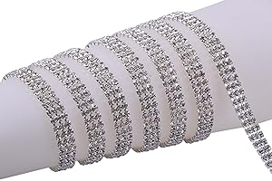 KAOYOO 3 Rows 2 Yards 3MM Crystal Rhinestone Chain Trim for Sewing Crafts,DIY Decoration