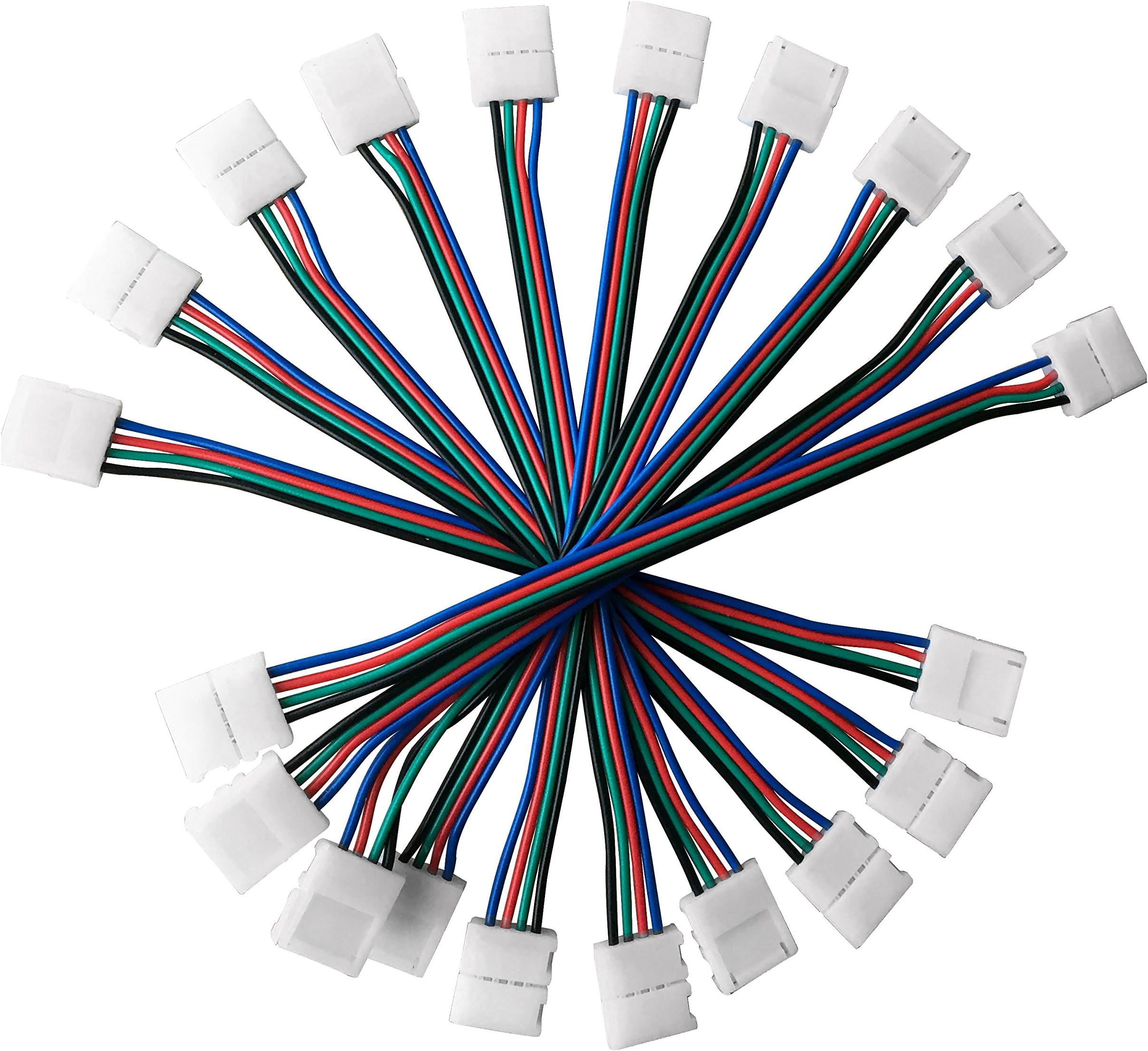 10Pack 4Pin 10 mm Wide LED 5050 RGB Strip Light Connector 6.5inch Long Strip to Strip Jumper
            
        
        
    


    

    
    
        





    
        
            
                40Pack RGB LED Light Strip Connector Kit with 20Pack L Shape 4-Pin Right Angle Corner Solderless Connector,20Pack 4-Pin 10mm Gapless Strip to Strip Solderless Adapter for 5050 RGB LED Strip Light
            
        
        
    


    

    
    
        





    
        
            
                Fntek LED Strip Connector Kit for 5050 RGB 4 Pin 10mm,with RGB Splitter Cable, LED Strip Jumper, T and L Shape Connector, 9 Types Accessories for LED Connector