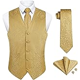 Enlision Suit Vest for Men Formal Paisley Mens Vests Dress Tie and Pocket Square Cufflinks Set Waistcoat Wedding Business