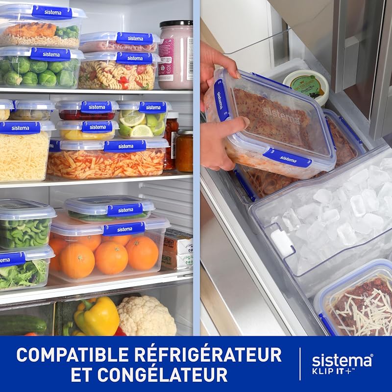 KLIP IT PLUS Récipients de conservation alimentaire | 1 litre | Boîtes alimentaires étanchesempilables et hermétiques | lunch box enfant | 4 pièces