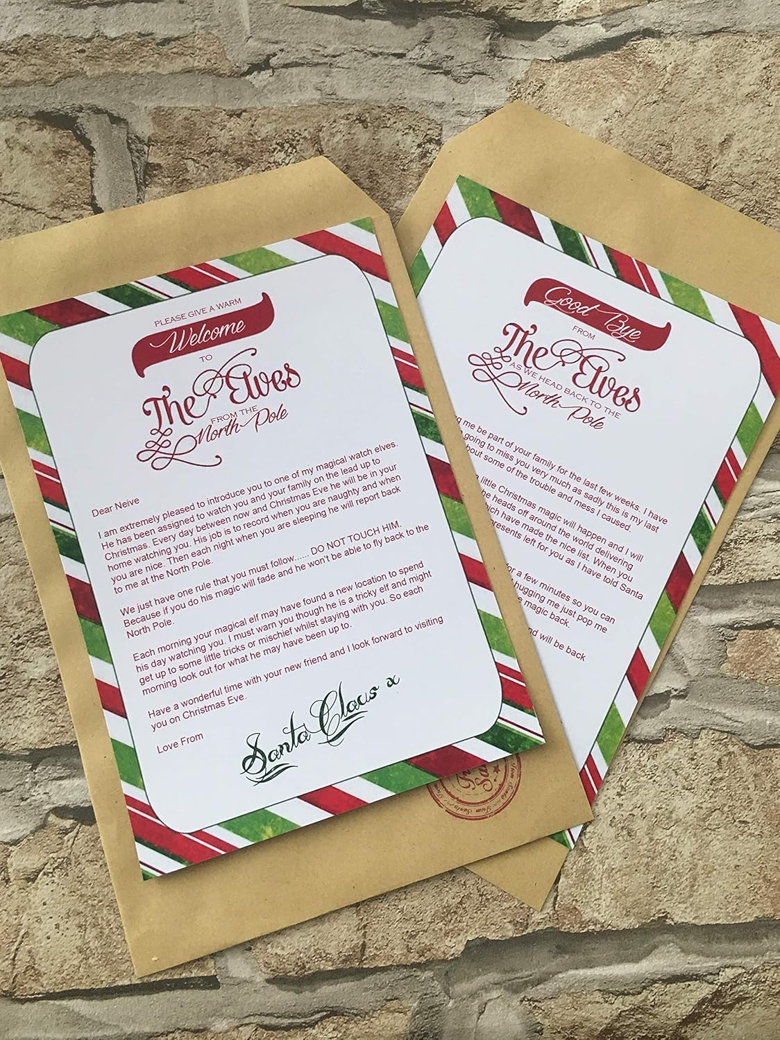 Personalised Elf On Shelf Arrival And Goodbye Letters Amazon Co Uk Handmade