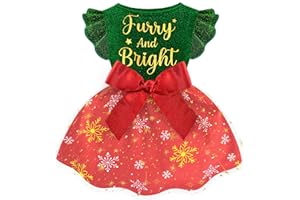 BAOBICUTE Dog Christmas Outfit Adorable Ruffle Dog Christmas Dress with Elegant Bowknot Tulle Puppy Clothes for Small Medium Dogs Cats Boys Girls Pets