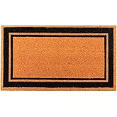 KAF Home Border Stripe Coir Doormat, Heavy-Duty, Weather Resistant, Non-Slip PVC Backing, Indoor and Outdoor Use