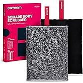 Caveem Exfoliating Body Scrubber, Large Bath and Body Scrub Buffer, Dual Texture Body Exfoliator for Remove Dead Skin, Soft and Rough Lightweight Square Sponge for Shower (2 Pack)