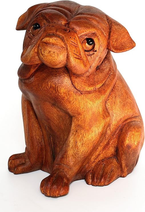 carved wooden dog