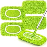Unoutur Reusable Dry Sweeping Cloths Microfiber Wet Mop Pads Compatible with Swiffer Sweeper Mop Replacement Sweeping Mopping pad Refills for Hardwood Surface Floor Cleaning (4PCS)
