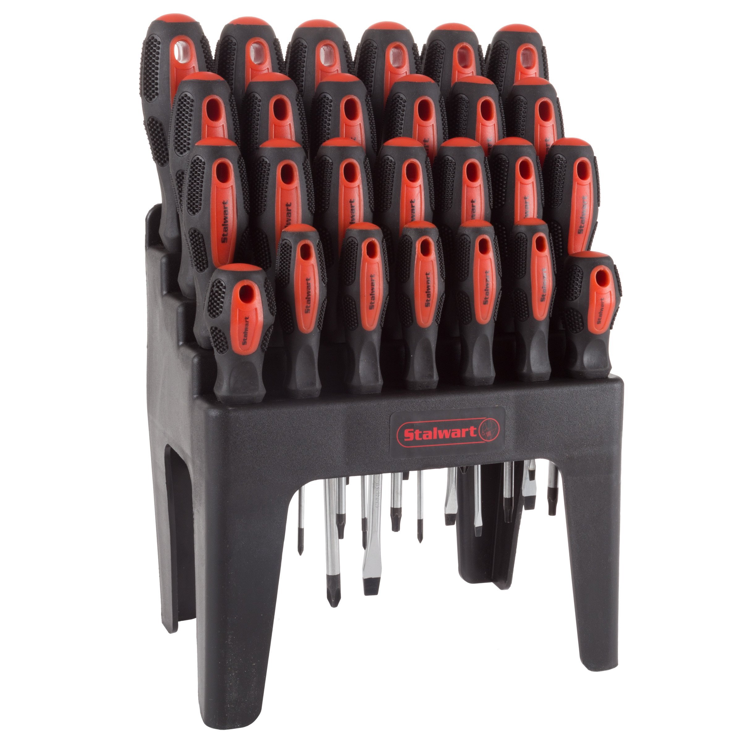 Photo 1 of 26-Piece Screwdriver Set with Wall Mount, Stand, and Magnetic Tips - Phillips, Slotted, Pz, and Star Screw Tips by Stalwart (Black)