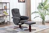 EVRE Armchair With Foot Stool and Reclining Functions Fabric Dark Grey view 2