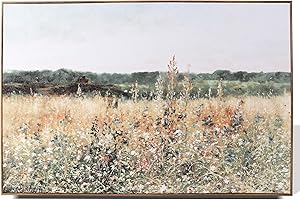 Bluebubble Framed Landscape Large Canvas Wall Art, Wildflower Floral Field of Flowers Vintage Wall Art Prints Decor,Modern Farmhouse Decor,Cottage Bedroom Bathroom Office Decor 24x36inch