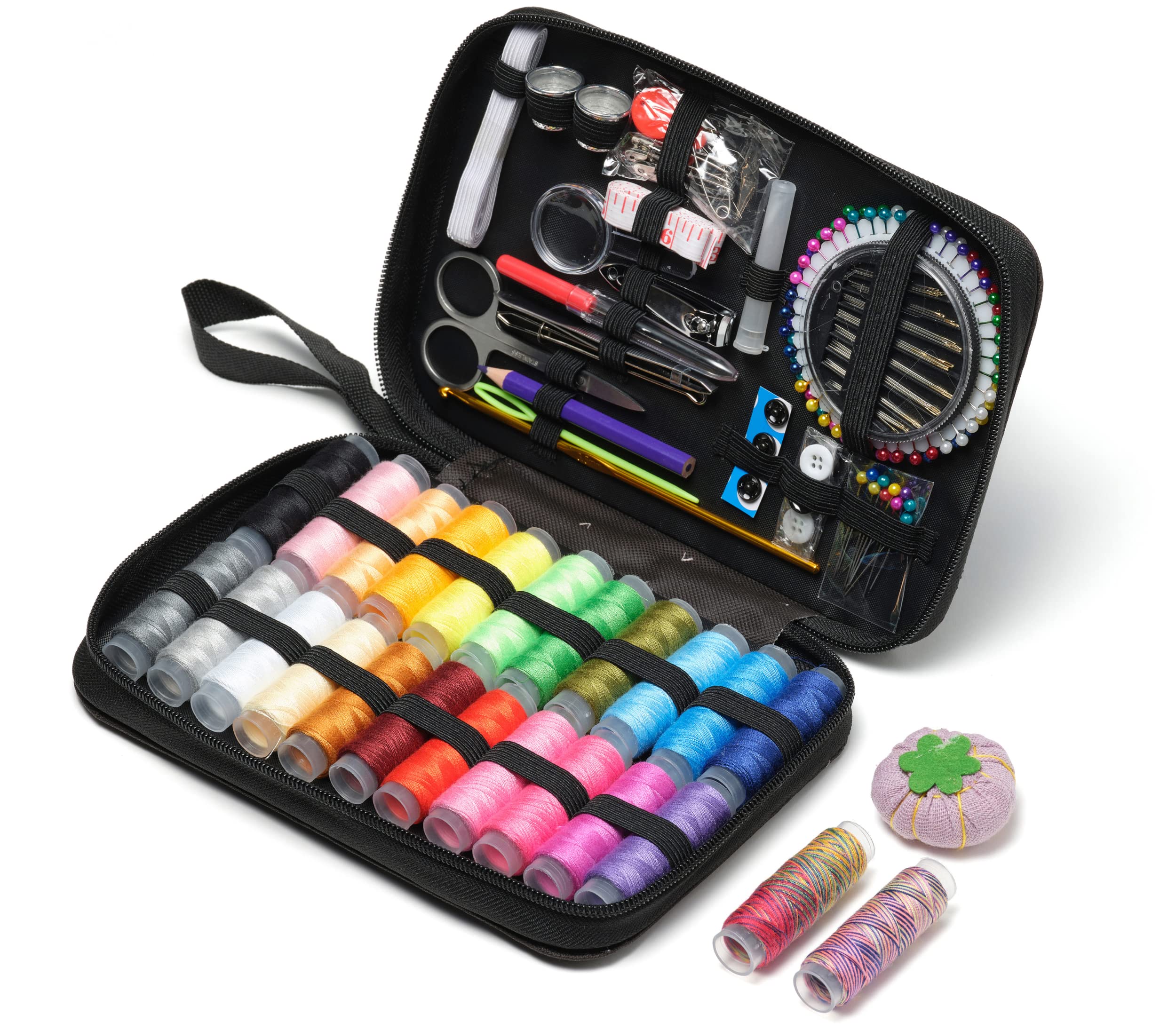 VIOLA, Zig Zag Premium Sewing Kit, 178 Sewing Accessories, Complete Travel Sewing Set, Beginner Hem and Mending Case, 24 Spools Thread, Buttons, Pins, Needles, Buttons, Buttons, Needles, Buttonholes