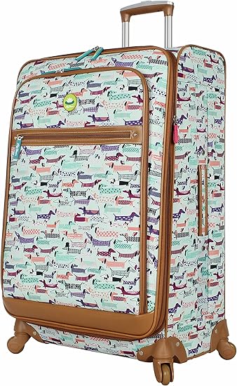 large patterned suitcase