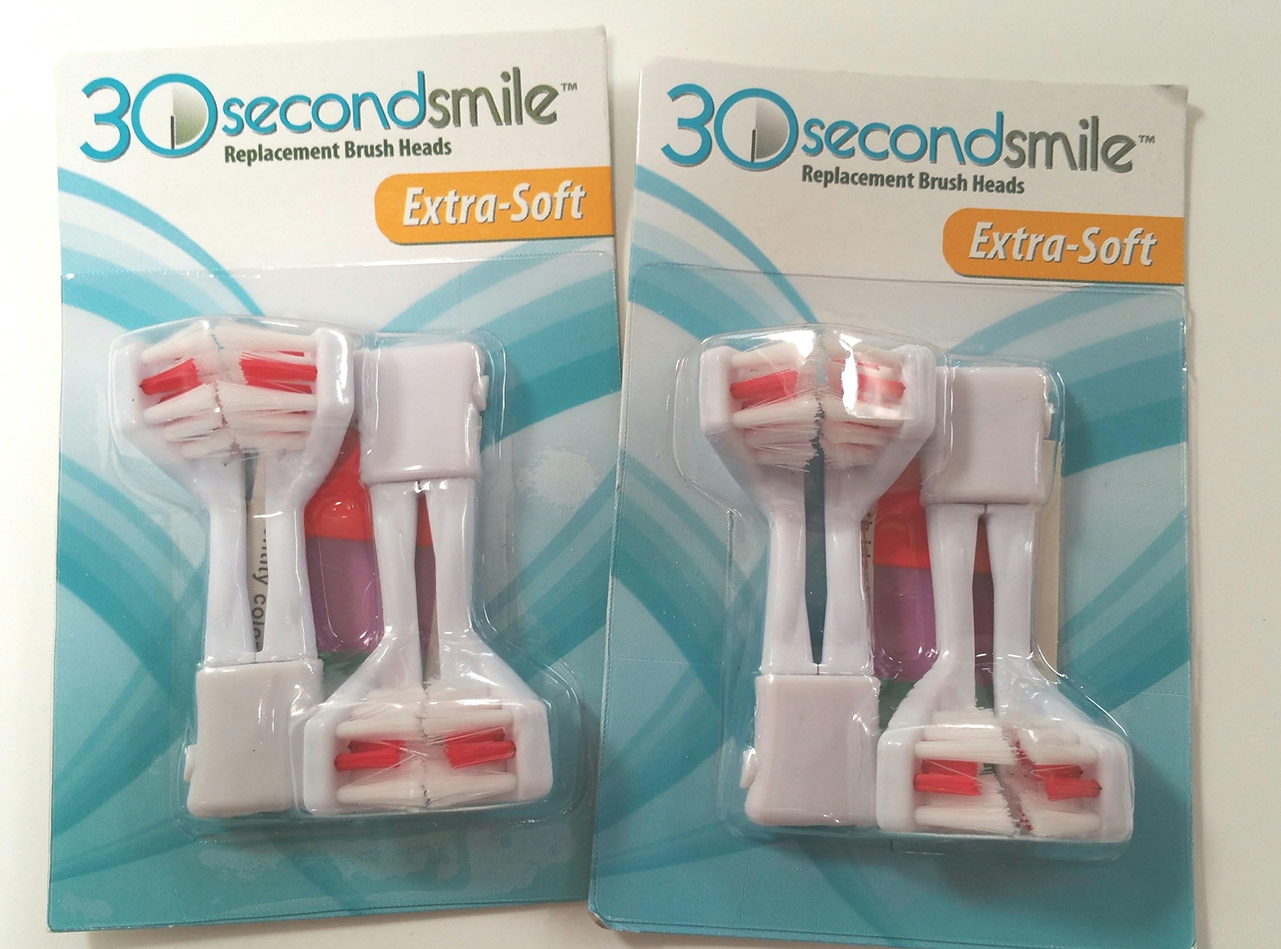 30 Second Smile - Ultra Extra Soft (2 Pack) Dual Brush Replacement Heads for Electric Toothbrush - Teeth Whitening, Plaque Removal, Oral Care - Dentist Recommended