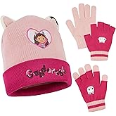 Gabby's Dollhouse Girls Winter Accessories Set, Beanie Hat and Gloves (Pink)