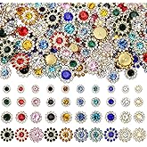 NUKAYAI 200Pcs 4 Sized 10Mixed Colors Sew on Rhinestones, Glass Crystal with Metal Base Flower Shaped Claw Flatback for Crafting, Bedazzling Rhinestones for Clothes Hat Shoes Bags Sewing Accessories