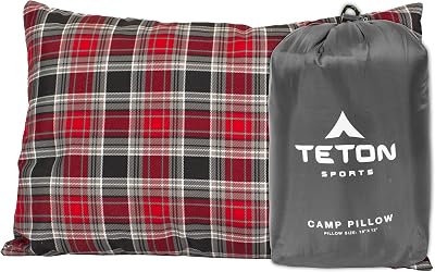 TETON Sports Camp Pillow 12 x 18 Washable Grey Travel Camping