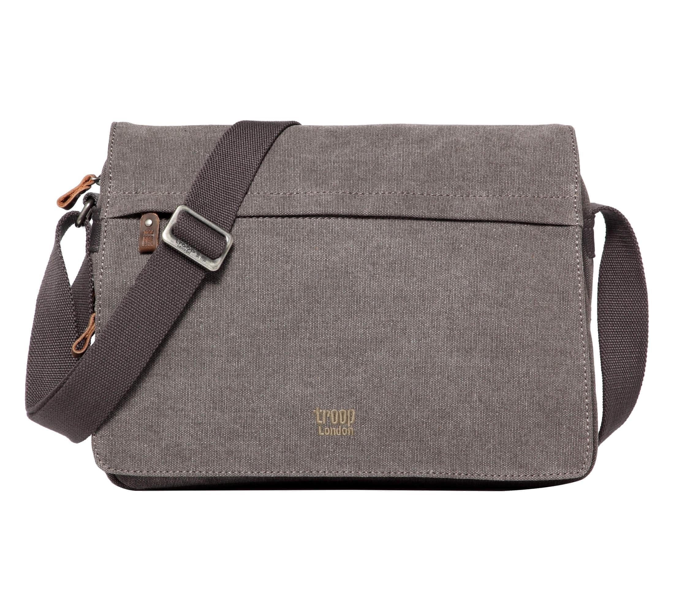 Troop London TRP0241 Classic Canvas Messenger Bag (Charcoal)