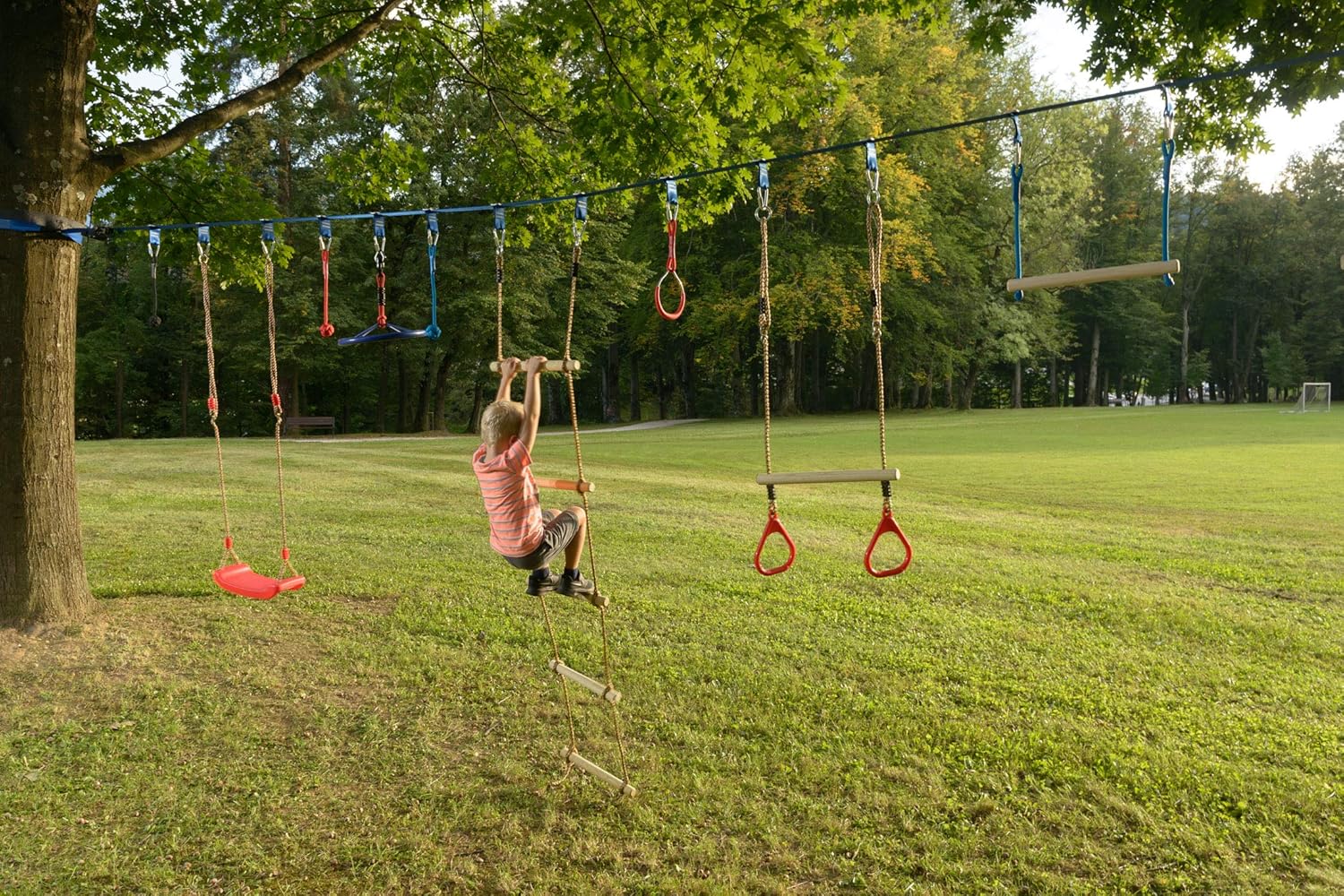 Ninja Warrior Obstacle Course Climbing Rope Ladder Attachment, Outdoor Playground Accessories for Kids, Jungle Gym Monkey Line Training Equipment, Tree House Ladder Playground for Ultimate: Sports & Outdoors
