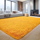 Aspire Homeware Ochre Large Fluffy Rug 80x150 cm Anti-Slip Non-Shed