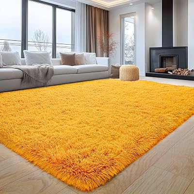 Aspire Homeware Ochre Large Rug 160x230 cm Fluffy Shaggy Non Slip