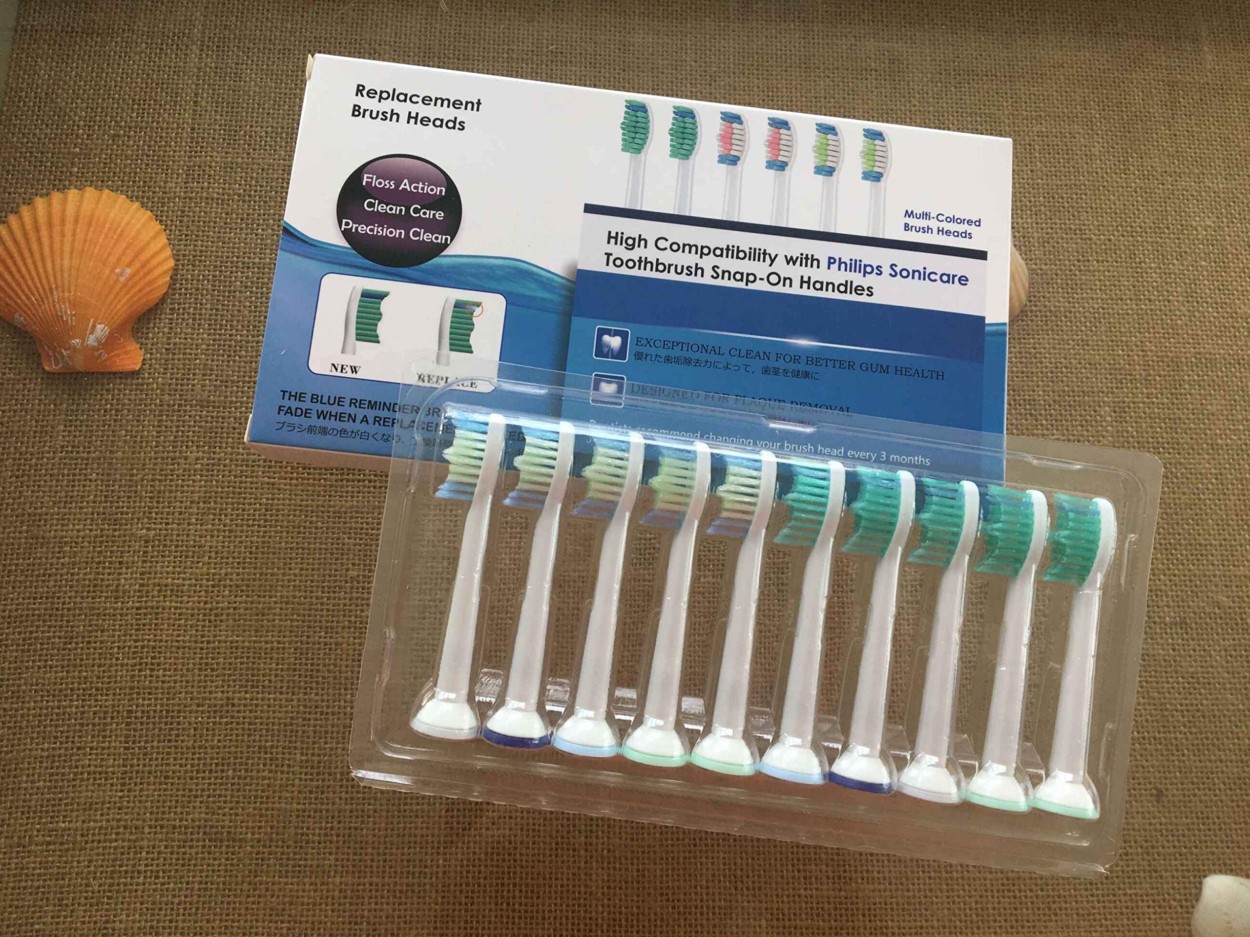 Replacement Toothbrush Heads,10Pack Replacement Heads for Phillips Sonicare DiamondClean,FlexCare,HealthyWhite,EasyClean,Essence+(plus),More Sonic Snap-On Brush Handles