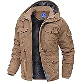 Zoofly Winter Jackets for Men Fleece Lined Cotton Outdoor Winter Cargo Coats with Multi Pockets
