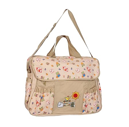 BabyGo Basic Multipurpose Mother Mama Bag Baby Diaper Carry Bag for Travel, Clothes,and Feeding (Beige)