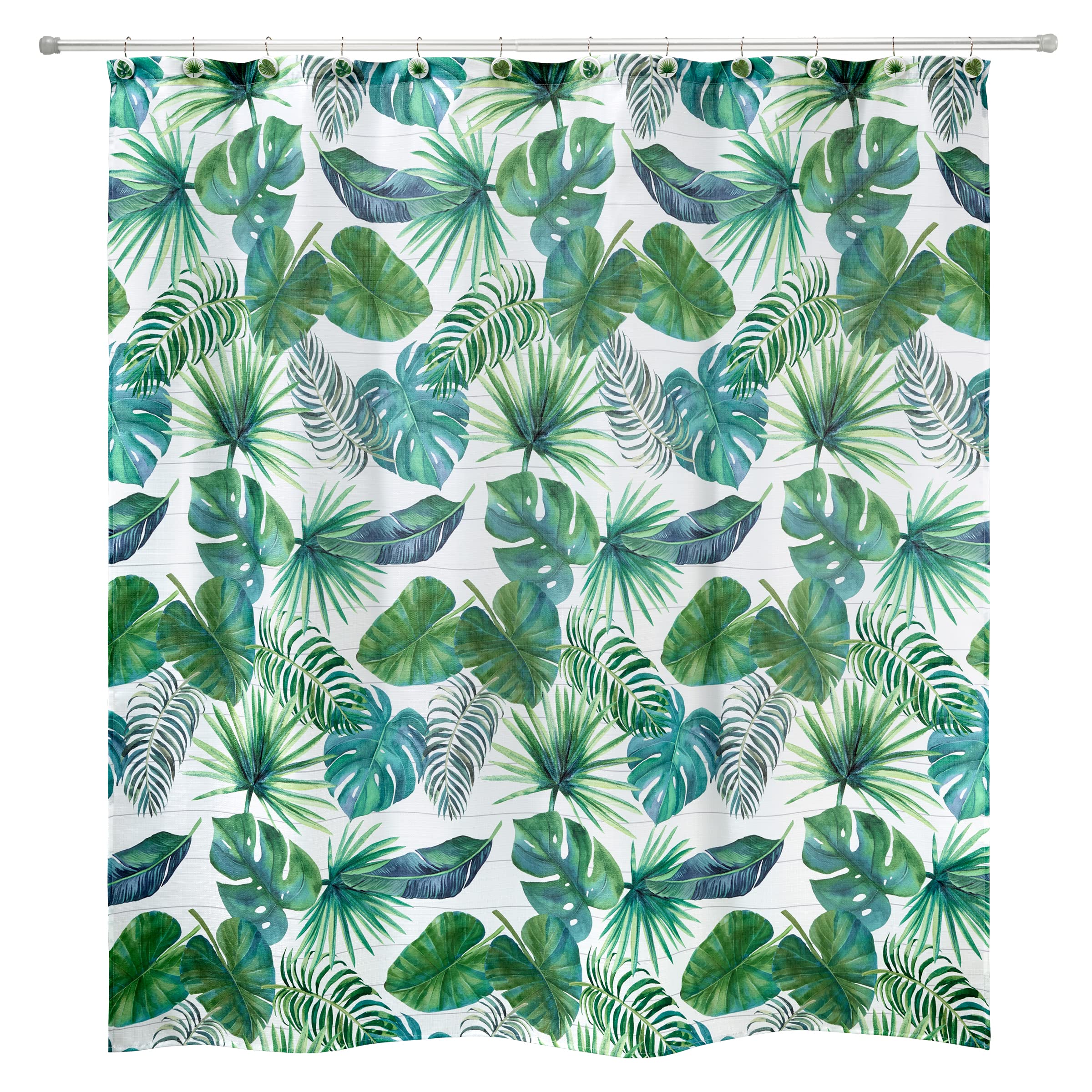 Avanti Linens - Fabric Shower Curtain, Palm Tree Leaves Inspired Home Decor (Viva Palm Collection)