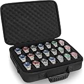 LASUK 21 slots watch storage box, portable hard watch travel bag | watch display case, padded watch portable box for watches