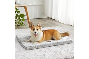 FIGOPAGE Dog Bed for Crate,Dog Crate Pad Medium Small Washable & Anti-Slip Kennel Pad Pet Mats,Soft Fulffy Faux Fur Dog Beds 30x19,Grey